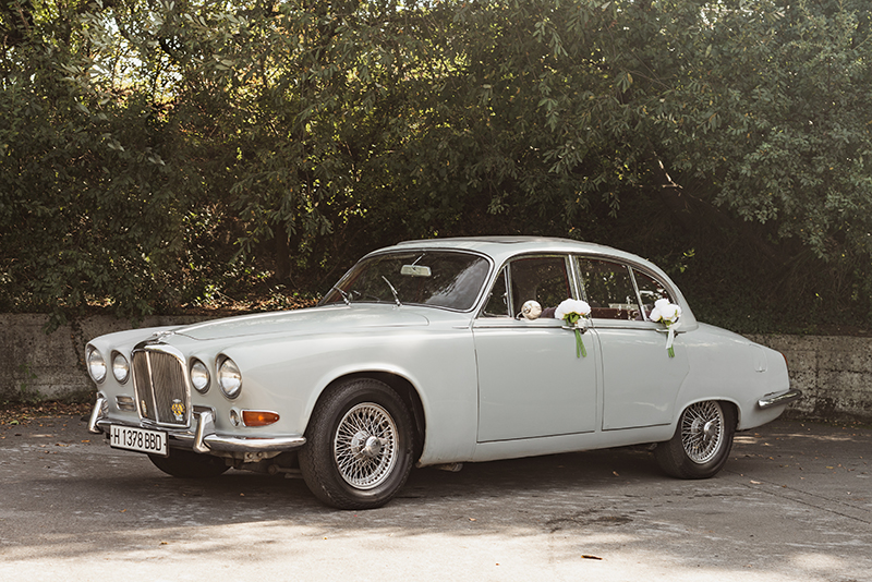 Le cars vintage jaguar blanco antiguo