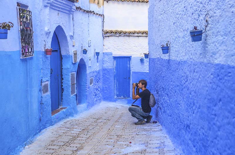 calle azul de Marruecos en la charla viajera de Pangea